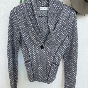 Charlie & Robbin Womens Sweater Gray Knit Cardigan Geometric Single Button Sz M